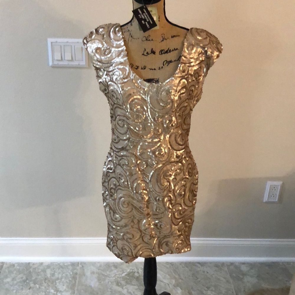 Gold evening dress